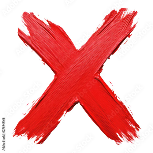 Red X mark painted Isolated on Transparent Background