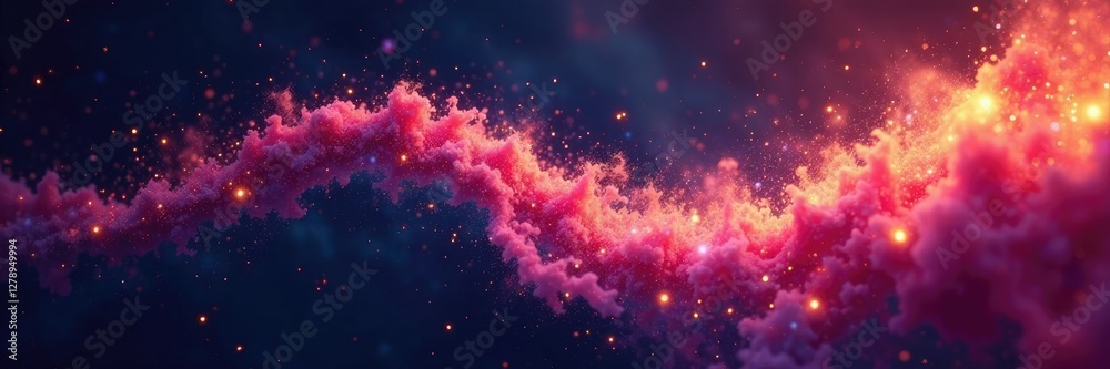 Obraz premium Shimmering cosmic dust devils swirl in the void, dark background, glitter, sparkles