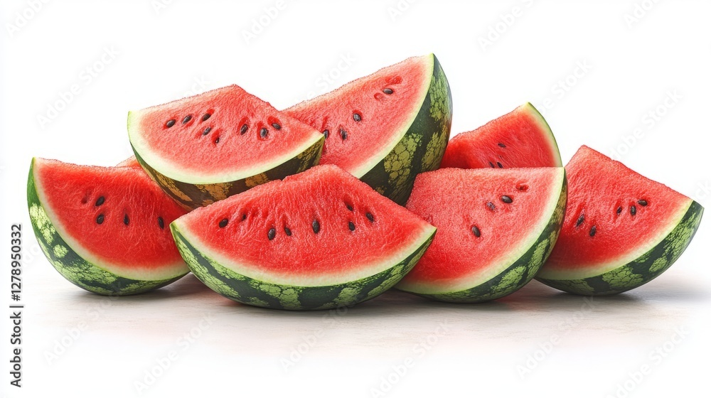 Pile of watermelon slices, fresh red and juicy watermelons fruit Pile of watermelon slices, fresh red and juicy watermelons fruit