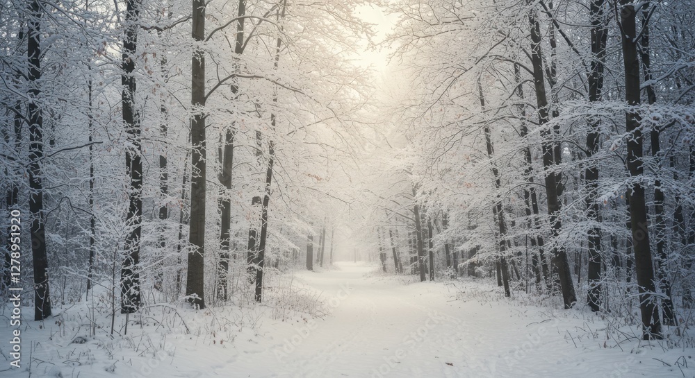 Fototapeta premium road in winter forest