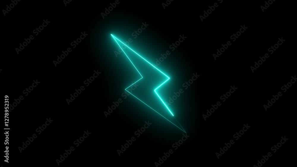 Animated Wireless charging icon. Glowing neon thunder bolt sign motion graphics. Animated Wireless charging icon. Glowing neon thunder bolt sign motion graphics.