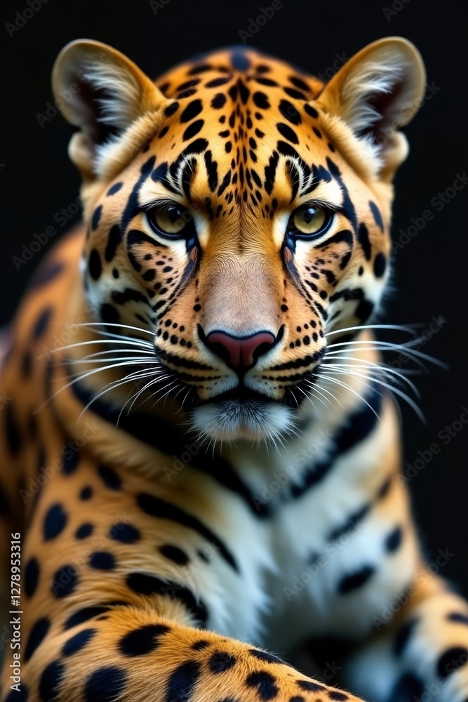 Fototapeta premium Leopard's spotted fur with black and white stripes , leopard, animal