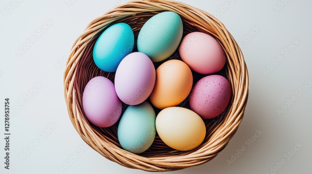 custom made wallpaper toronto digitalModern Minimalist Easter Basket Display with Colorful Eggs