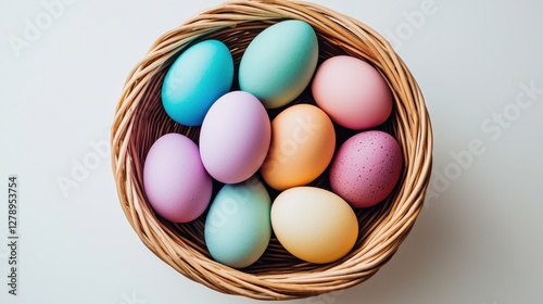 Wallpaper Mural Modern Minimalist Easter Basket Display with Colorful Eggs Torontodigital.ca