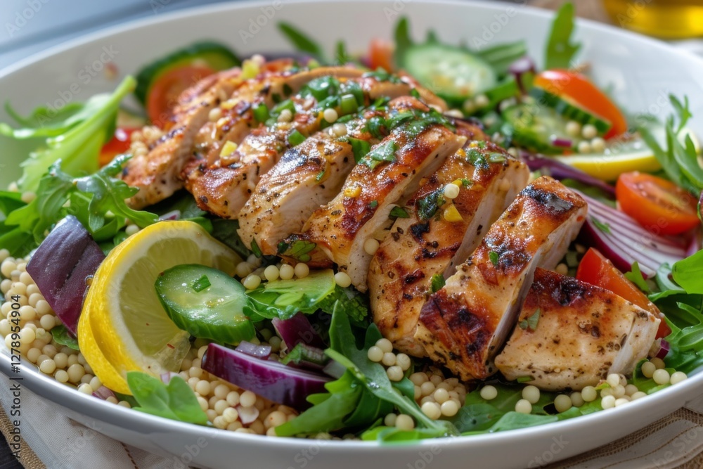 Mediterranean chicken salad with pearl couscous Mediterranean chicken salad with pearl couscous