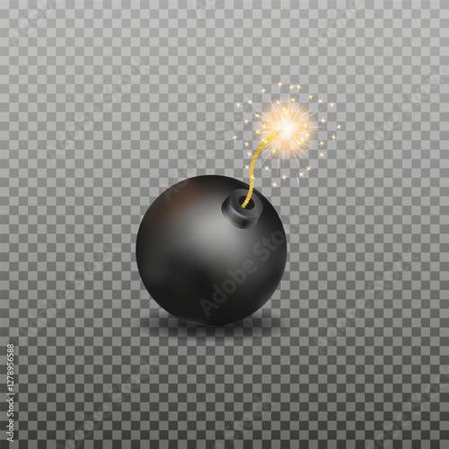 Realistic 3d bomb dynamite sticks with burning fuse. Vector