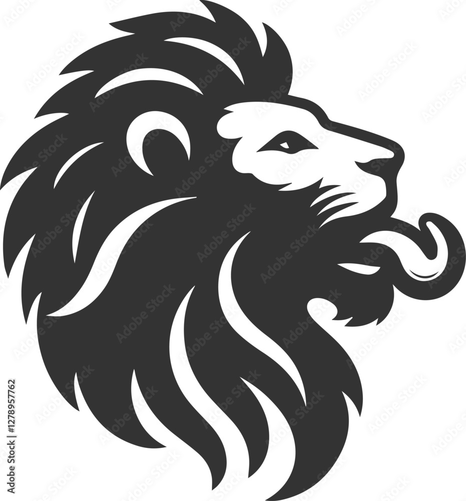 Fototapeta premium A lion licking its lips in hunger vector animal silhouette