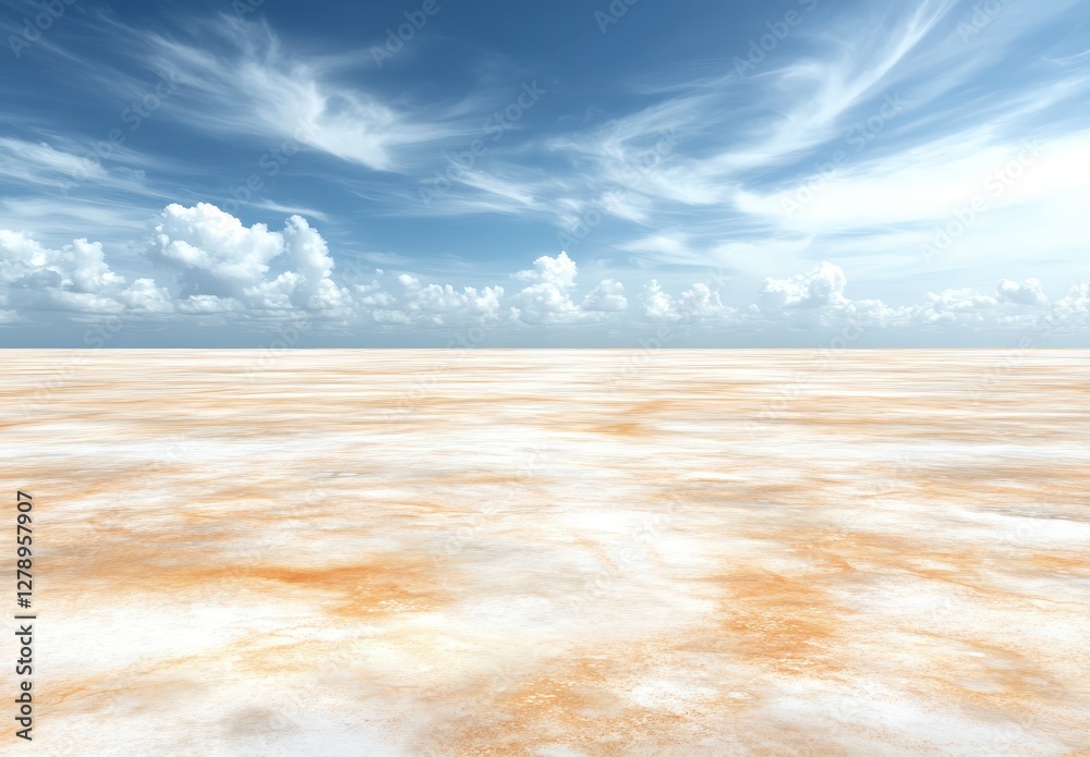 Expansive Salt Flat Landscape Under Dramatic Cloudy Sky with Soft Light and Subtle Earth Tones Expansive Salt Flat Landscape Under Dramatic Cloudy Sky with Soft Light and Subtle Earth Tones