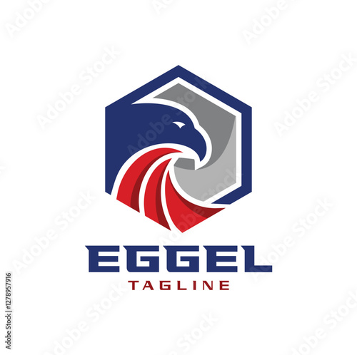 Abstract Hexagon Eagle Logo Design Template 