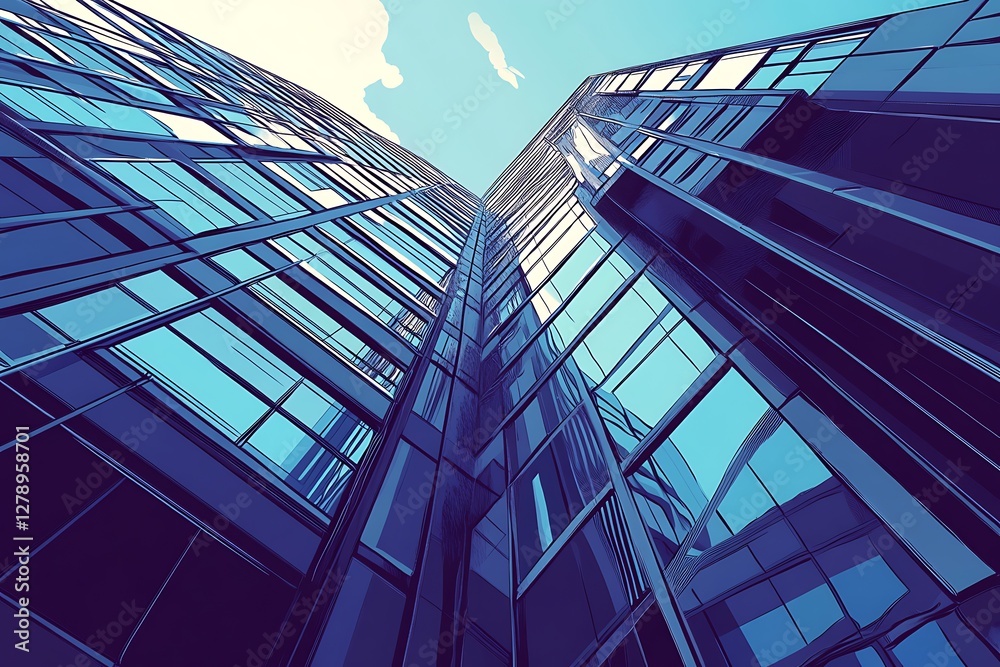 Obraz premium Modern Skyscraper Facade, Digital Art