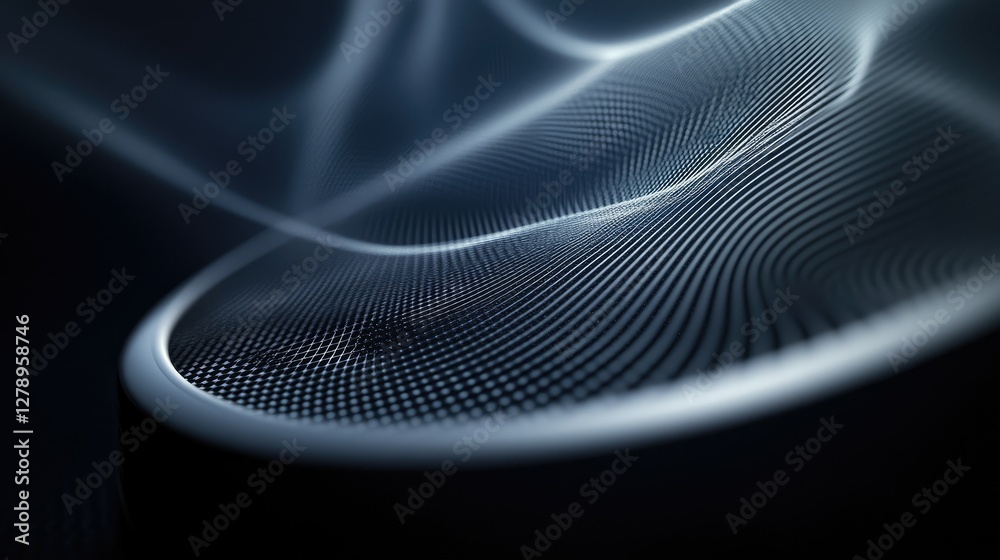 A close-up of a closed speaker with visible sound waves emanating from it, creating a dynamic effect in the air. A close-up of a closed speaker with visible sound waves emanating from it, creating a dynamic effect in the air.