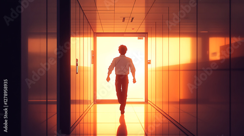 Wallpaper Mural male anime character seen rushing in the office hallway Torontodigital.ca