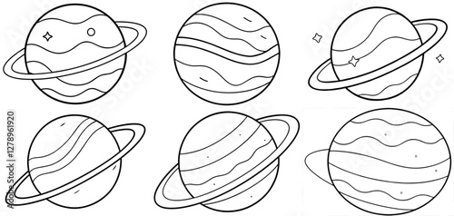 Planet Outline Coloring Page Printable Line Art Drawing