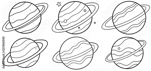 Planet Outline Coloring Page Printable Line Art Drawing
