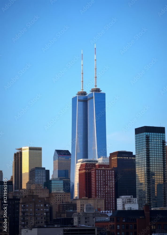 Nyc skyline with the twin towers skyscraper city building skyscraper downtown business architecture cityscape Nyc skyline with the twin towers skyscraper city building skyscraper downtown business architecture cityscape