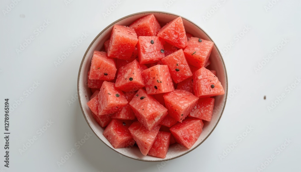 Freshly Cut Watermelon Cubes in a Bowl for Healthy Snack or Summer Dessert Delight Freshly Cut Watermelon Cubes in a Bowl for Healthy Snack or Summer Dessert Delight