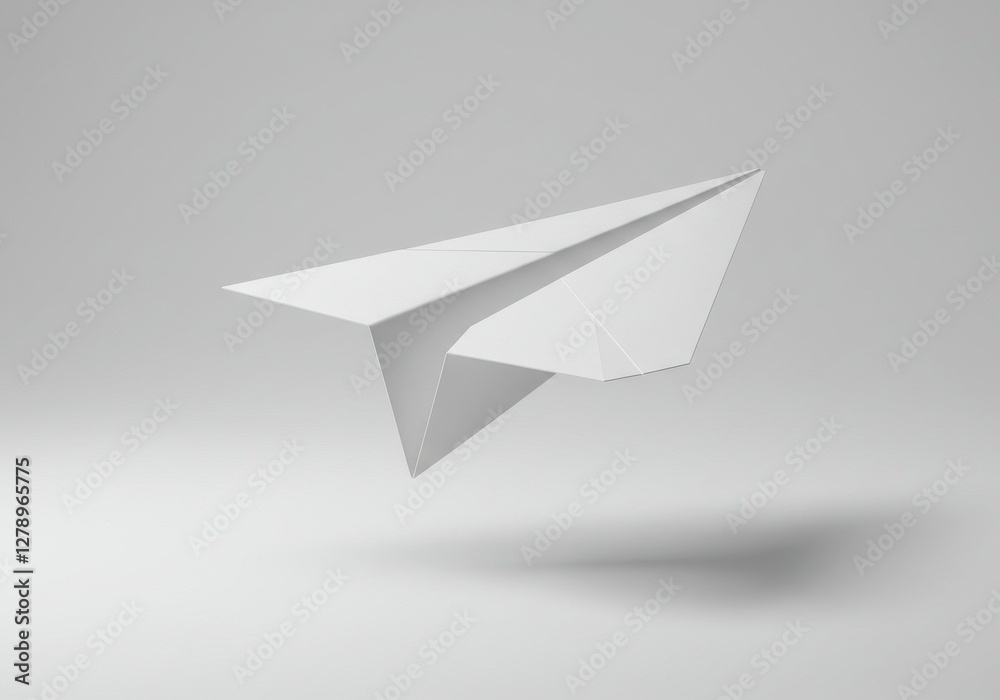 White paper airplane, minimalist design, clean lines, origami-inspired, monochromatic, soft shadows, crisp folds, simplicity, geometric shape, delicate White paper airplane, minimalist design, clean lines, origami-inspired, monochromatic, soft shadows, crisp folds, simplicity, geometric shape, delicate