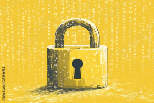 Yellow digital lock with binary code