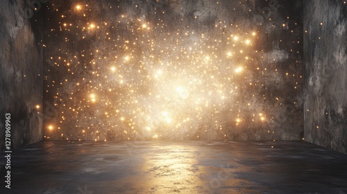 Abstract dark room wall space background. Product wall with sunlight, Empty space studio dark room with spot lighting in black background. Use as montage for product display.