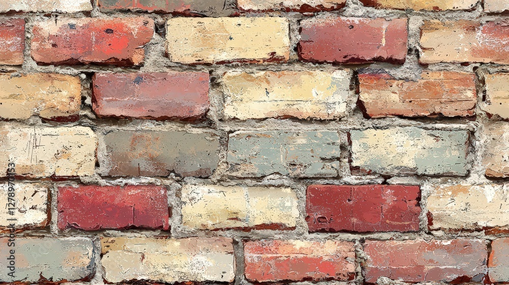 Textured Brick Wall with Red and Yellow Tones in a Vintage Style for Architectural Design Textured Brick Wall with Red and Yellow Tones in a Vintage Style for Architectural Design