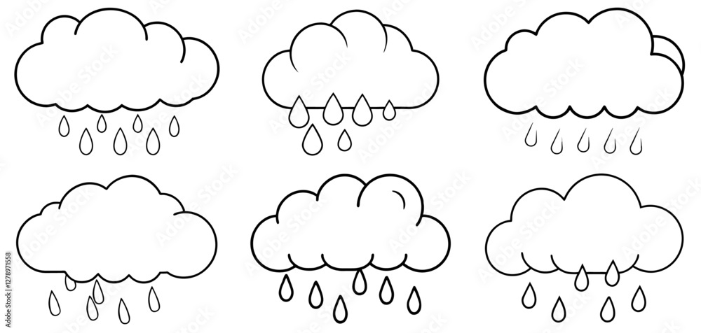 Rain Cloud Outline Coloring Page Printable Line Art Drawing Rain Cloud Outline Coloring Page Printable Line Art Drawing