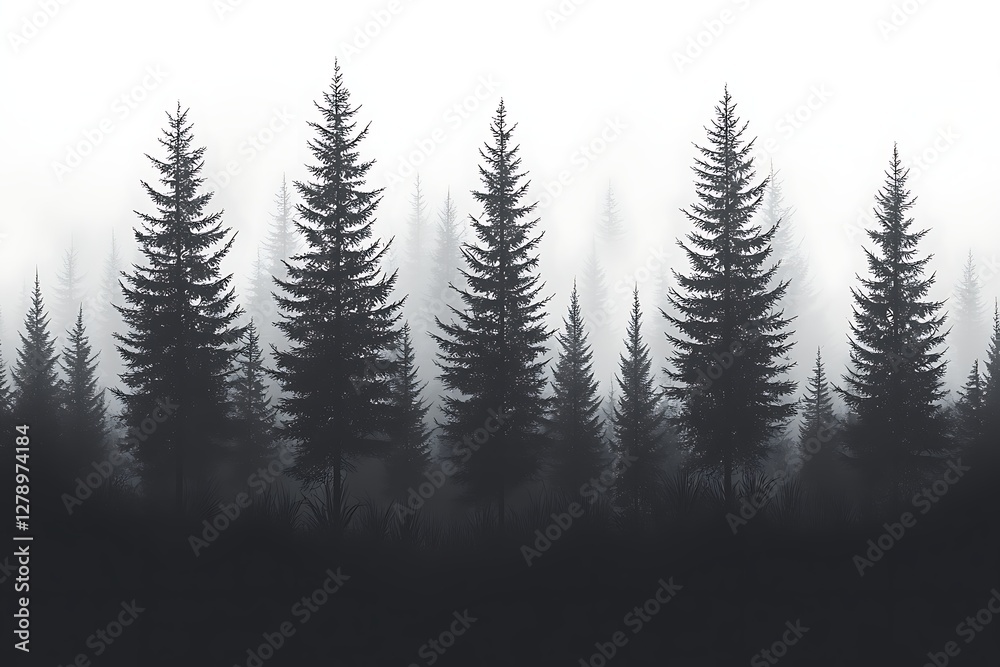 Obraz premium Misty Forest Silhouette - Perfect for Nature Backgrounds