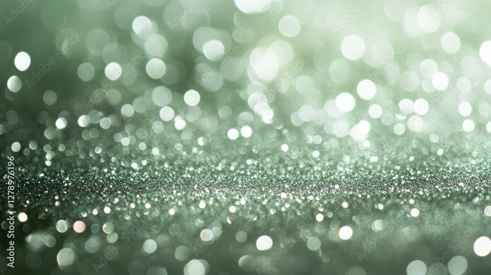 Fototapeta premium Green bokeh background. Beautiful green background with glitter and blurred and focal lights. Depth of field sparkling blue and green bokeh with light effects.