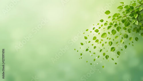 Green Leaves Arrangement - Soothing Gradient Green Background - Dynamic and Visually Appealing Nature Image