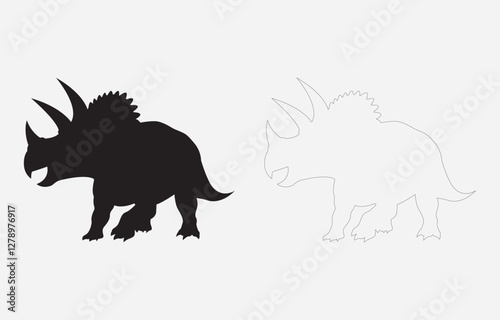 Dinosaur silhouette vector art Illustration Isolated on white background
 photo