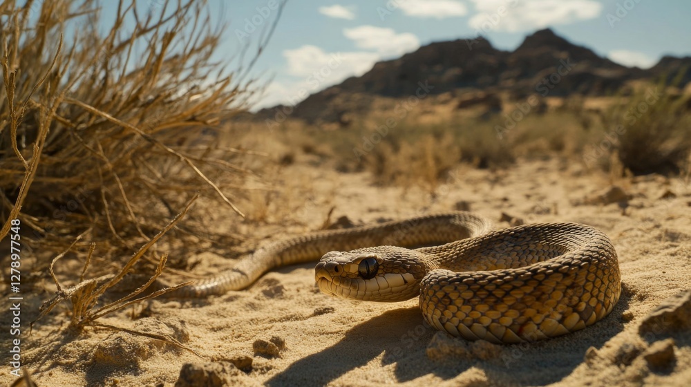 Naklejka premium Desert Snake in Arid Landscape