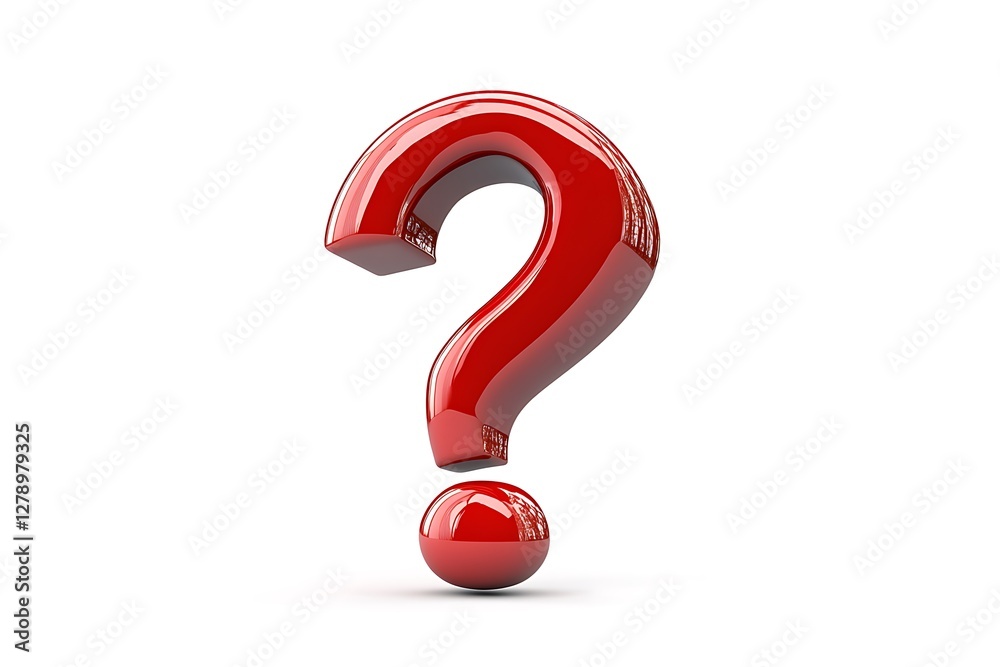 Shiny Red Question Mark Against a White Background Shiny Red Question Mark Against a White Background