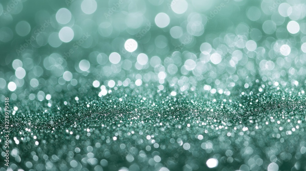 Obraz premium Green bokeh background. Beautiful green background with glitter and blurred and focal lights. Depth of field sparkling blue and green bokeh with light effects.