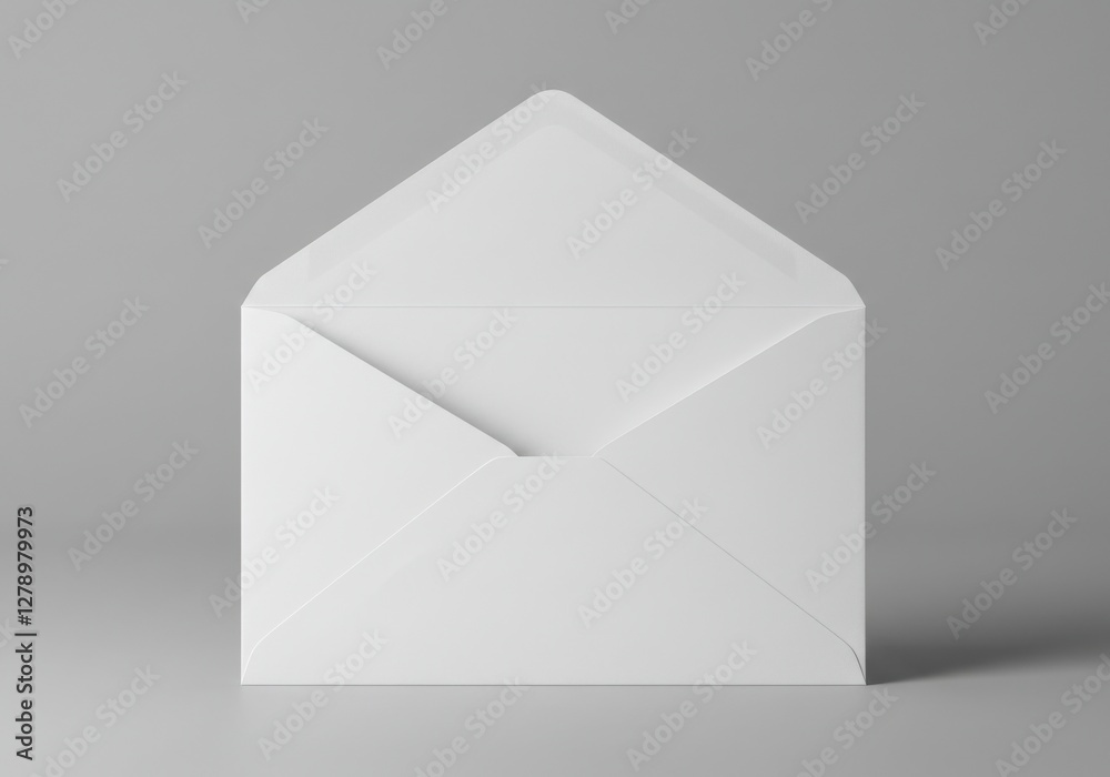 White envelope, open flap, textured paper, soft shadows, minimalist, clean design, stationery, correspondence, simple elegance, monochrome White envelope, open flap, textured paper, soft shadows, minimalist, clean design, stationery, correspondence, simple elegance, monochrome
