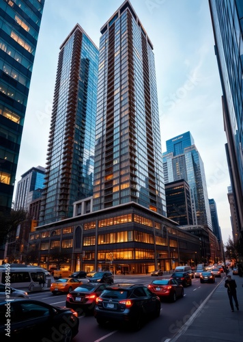 Obraz na płótnie Tall buildings and busy streets in downtown toronto canada skyscraper city building skyscraper downtown business architecture cityscape w salonie