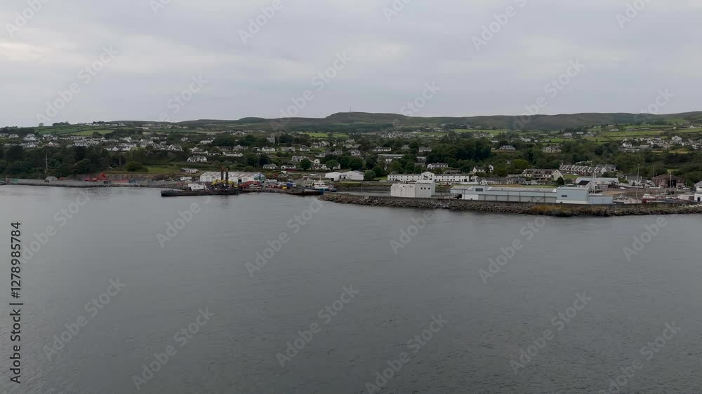 Aerial view of boats in Greencastle in County Donegal, Ireland Aerial view of boats in Greencastle in County Donegal, Ireland