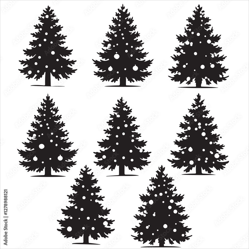 Obraz premium set vector various fir tree silhouettes