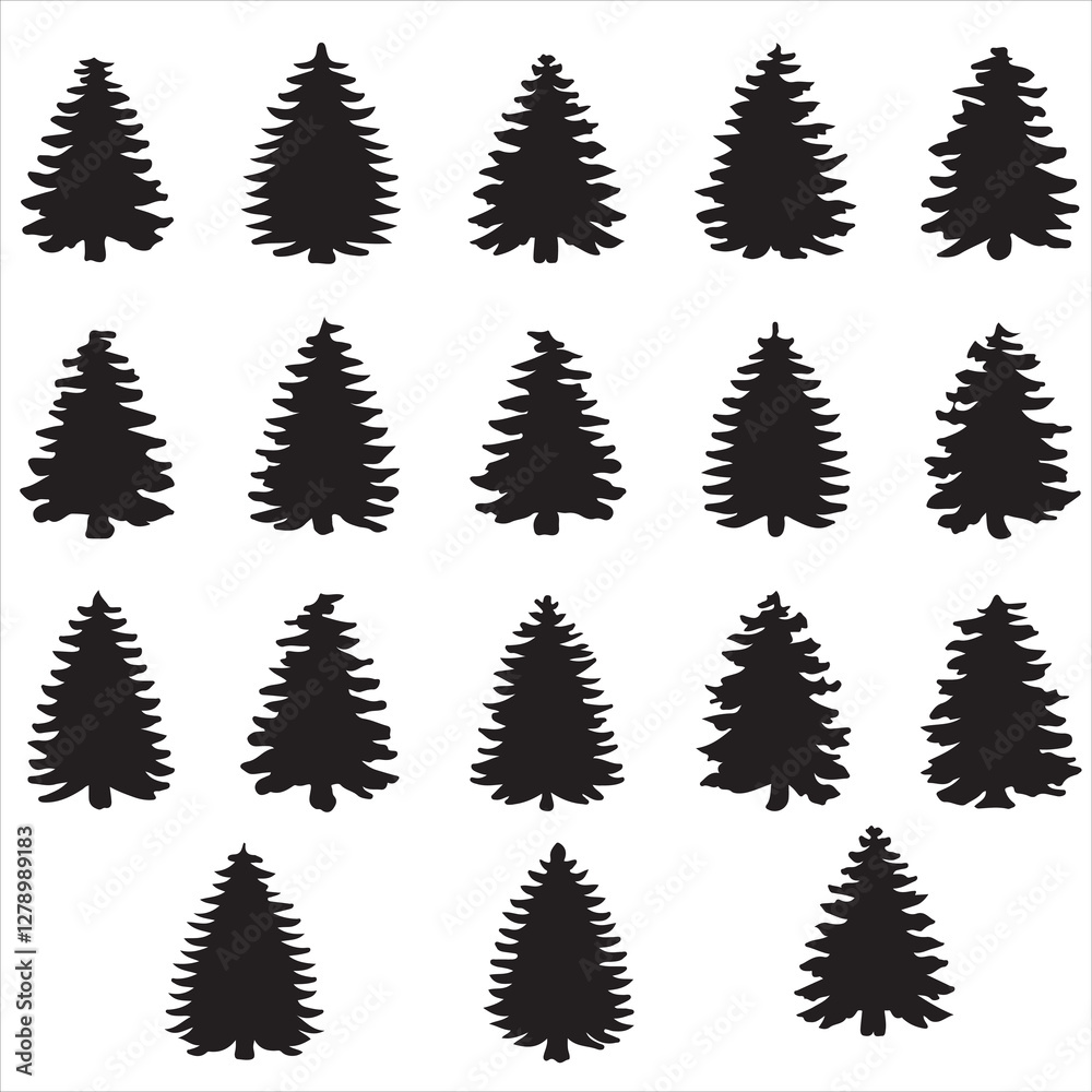 Fototapeta premium set vector various fir tree silhouettes