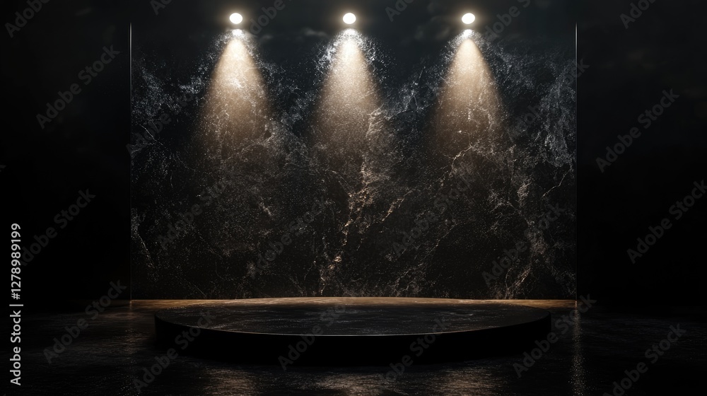 Obraz premium Abstract dark space background. Product showcase with spotlight, Black studio room background, Empty space studio dark room with spot lighting in black background. Use as montage for product display.