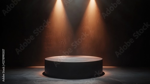 Abstract dark space background. Product showcase with spotlight, Black studio room background, Empty space studio dark room with spot lighting in black background. Use as montage for product display.