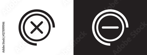Add and remove round button icons. Plus minus circular web element icon. isolated on white and black background.eps10