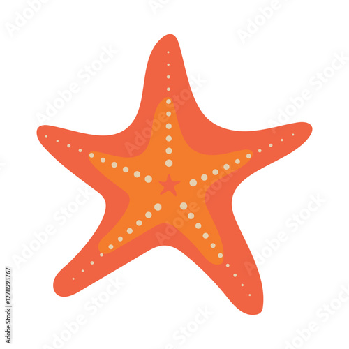 Starfish. The silhouette of a starfish coral color isolated on a white background. Star icon in cartoon style.