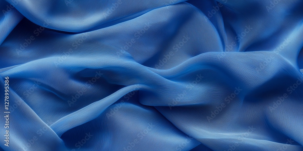 Obraz premium Blue fabric seamless pattern. Fabric texture with gentle waves background illustration