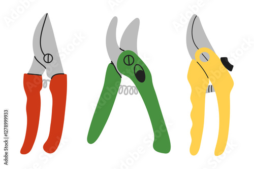 Gardening scissors. Illustration of gardening pruners.