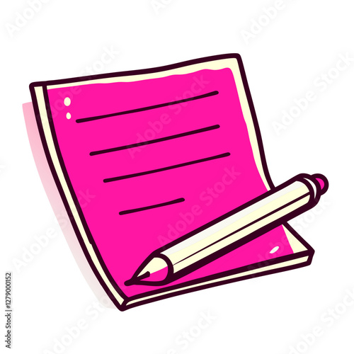 vibrant pink notepad with pencil, perfect for jotting down ideas