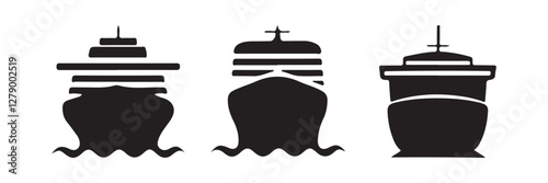 Ship icon set. Cruise ship symbol design.