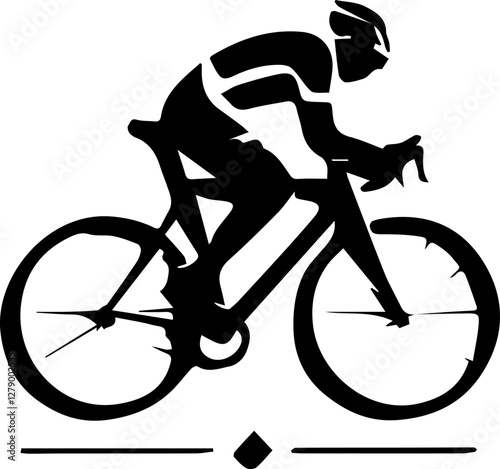 A boy bicycle silhouette vector with white background.