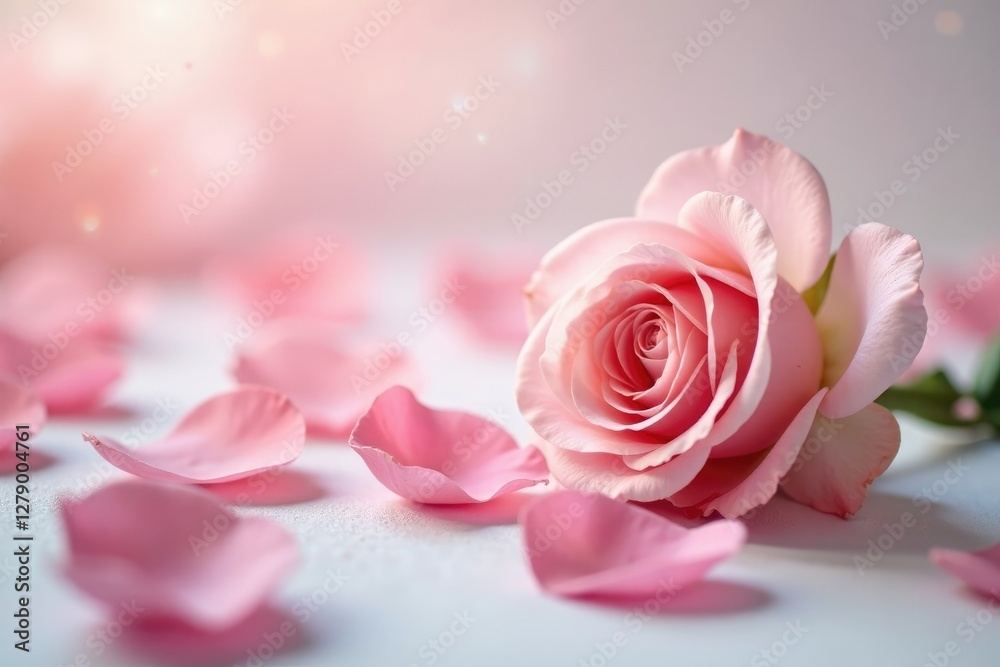 Defocused rose petals against a soft white background with haze, delicate, soft focus, white rose Defocused rose petals against a soft white background with haze, delicate, soft focus, white rose