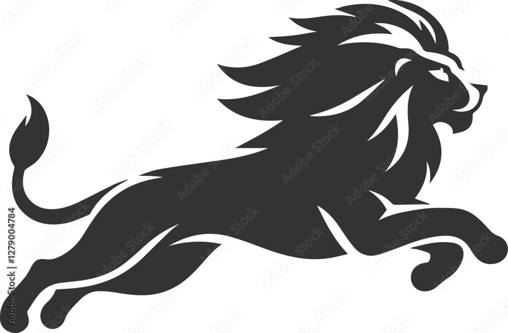 Fototapeta premium A lion sprinting at full speed animal vector silhouette