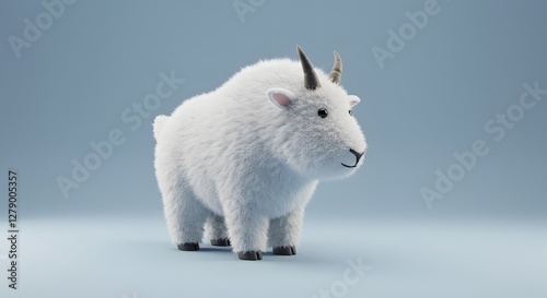 Cartoon Mountain Goat Standing Cute Character Illustration on Solid Background