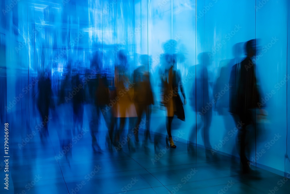 Blurry Blue Corridor: A Busy Urban Scene Blurry Blue Corridor: A Busy Urban Scene